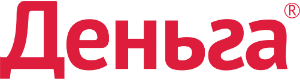 Denga.ru Логотип Denga.ru с написанным названием «Деньга» красными буквами с знаком зарегистрированного товарного знака
